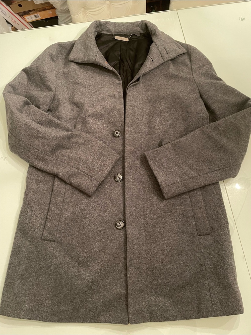 Armani Exchange Men's Charcoal Gray Wool Pea Coat